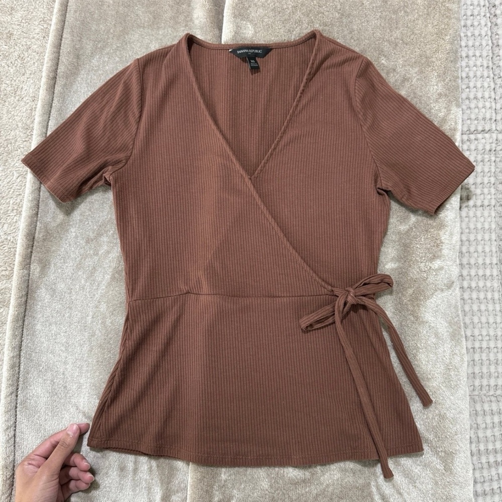 Brown Wrap Top - Picture 3 of 3